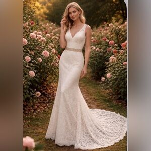 Empire Waist VNeck wedding dress.